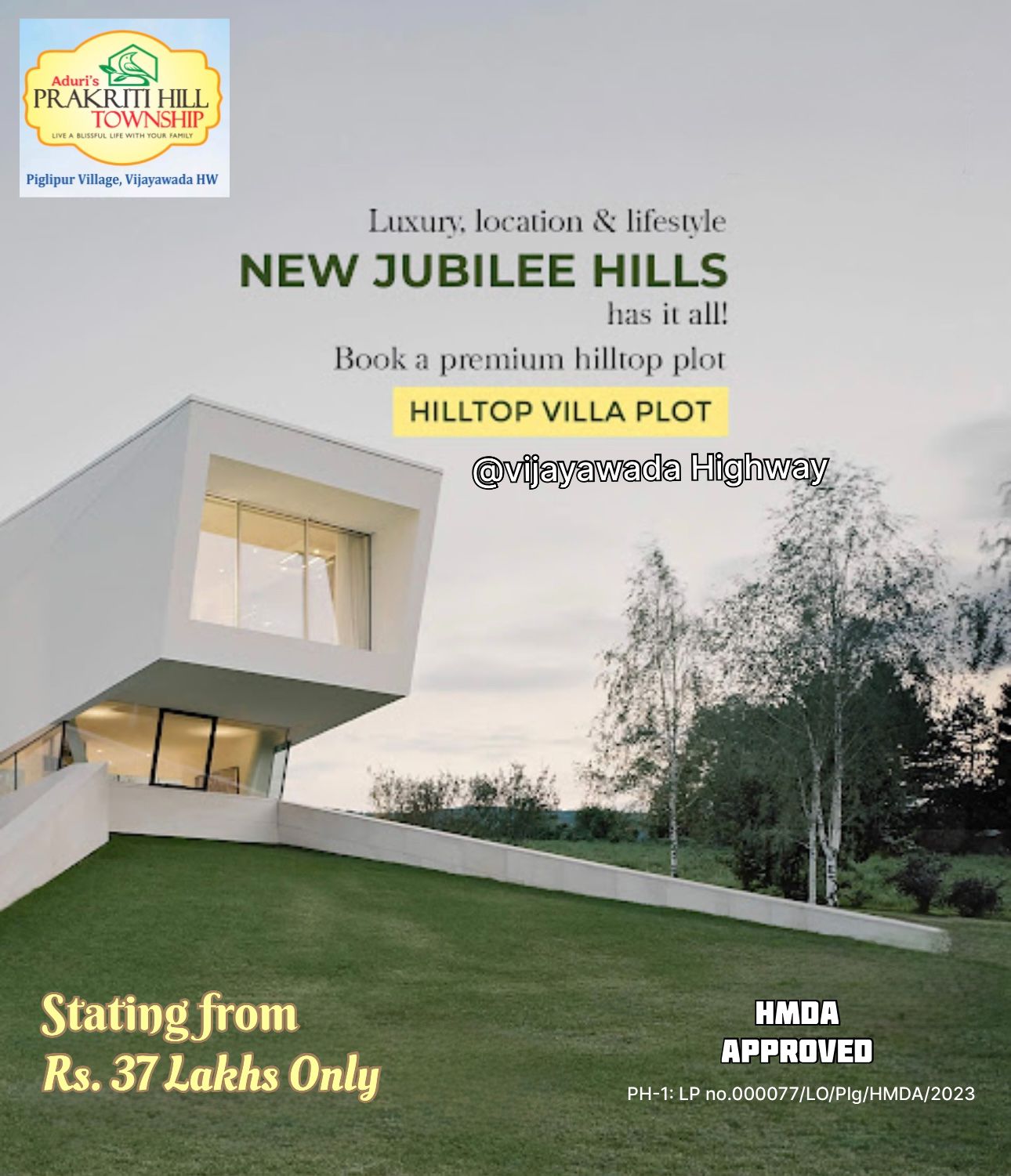 Open Plots For sale in Aduri's Prakriti Hill Township at Piglipur Village, Vijayawada Highway