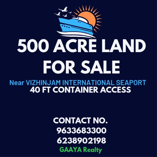 500 acres land for sale in vizhinjam international seaport