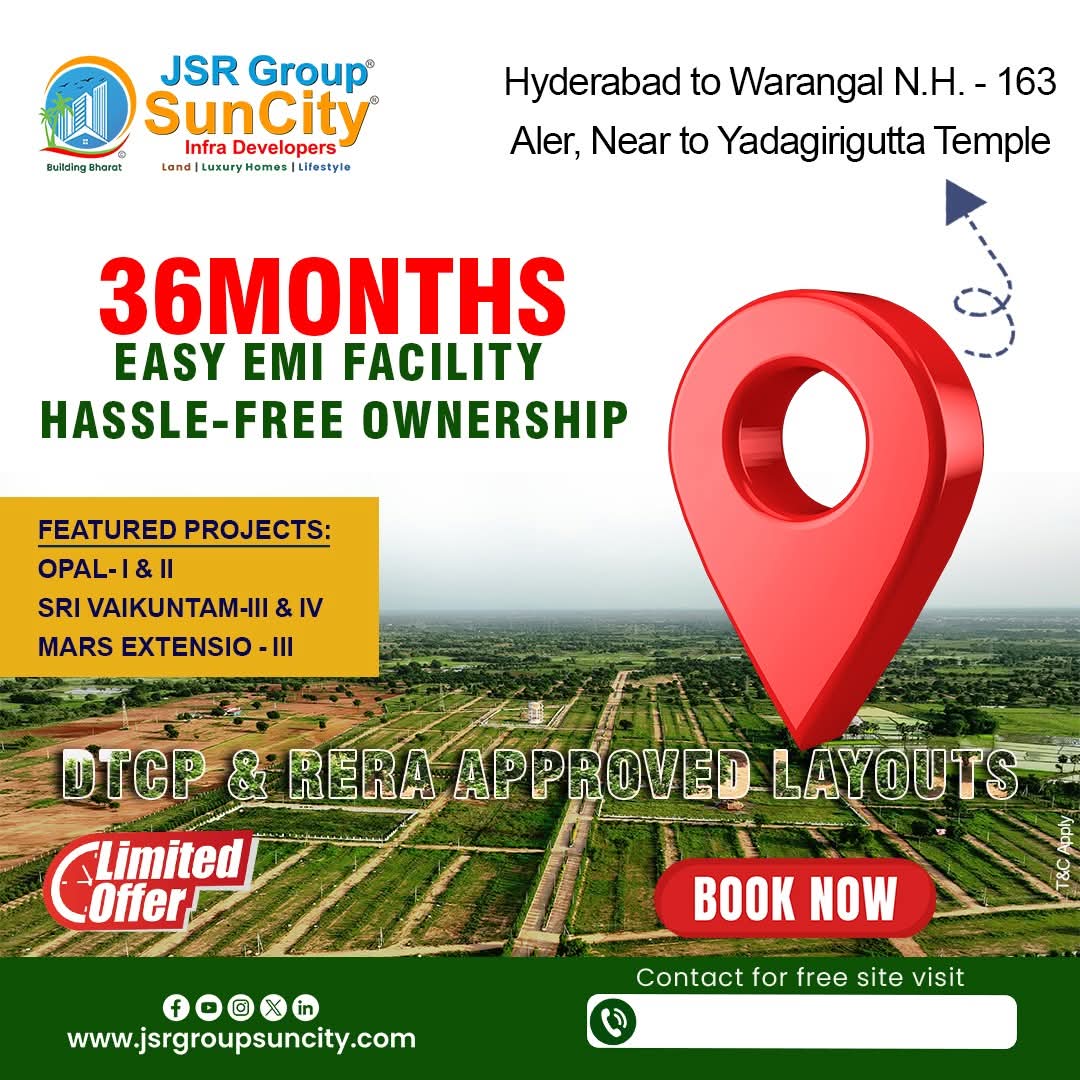 DTCP & RERA Approved Open Plots For Sale In Yadagirigutta