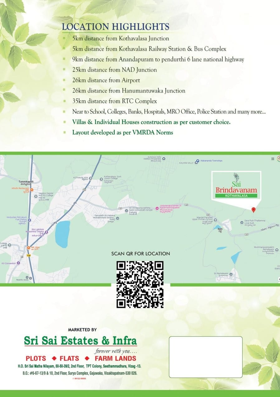 Sai Brindavanam open plots for sale at Kothavalasa