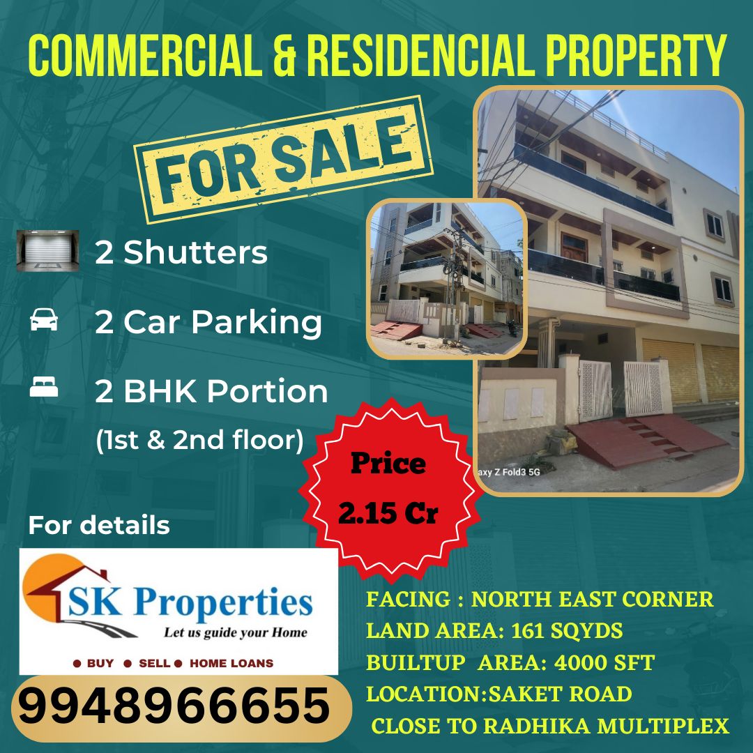 Commercial cum ResidentialNorth East Corner House for sale at
Saket Road, Kapra