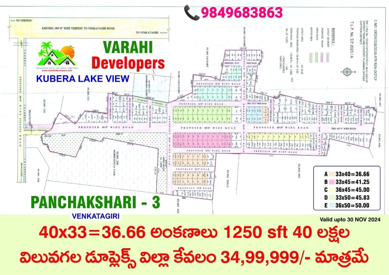 DTCP approved Duplex Villas For Sale in Panchakshari-3 at Yerpedu to Venkatagiri, Tirupati