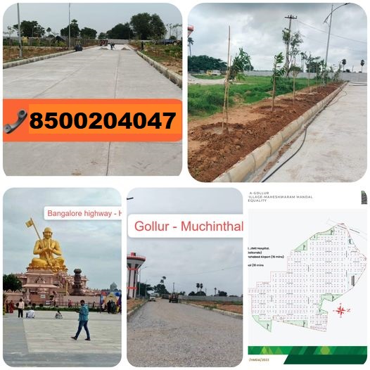 HMDA&RERA Approved plots for sale In Gollur Statue Of Equality Bangalore Highway PeddaGolkonda