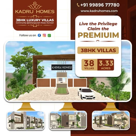 3BHK Luxury Villas In Kurnool | Gated community villas for sale | Kadru Homes 